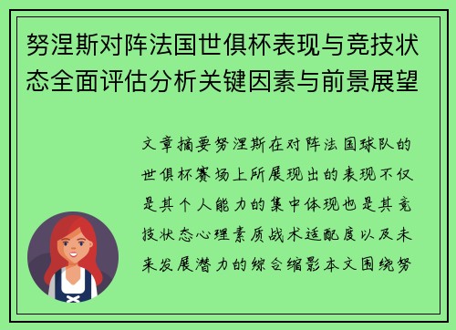 努涅斯对阵法国世俱杯表现与竞技状态全面评估分析关键因素与前景展望